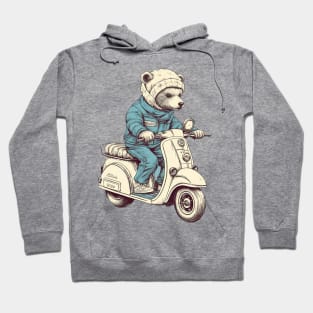 A cute teddy bear riding scooter bike Hoodie